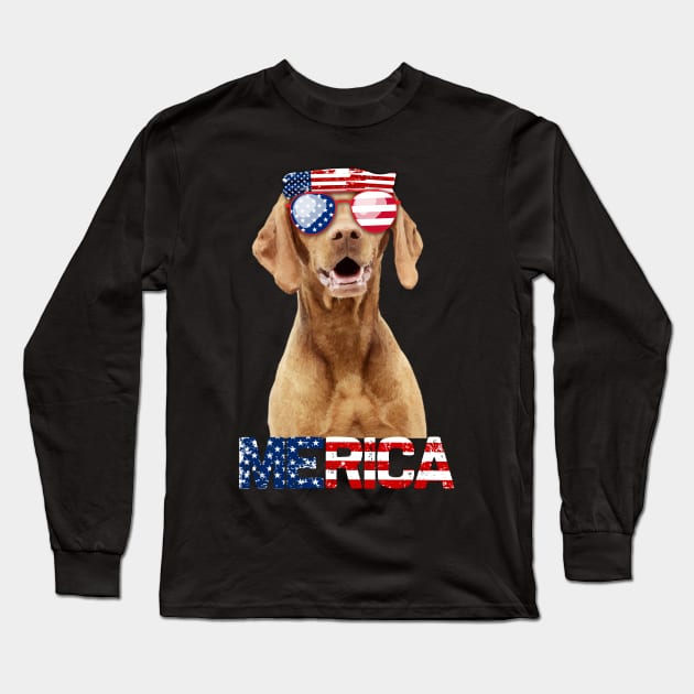 Merica Vizsla Dog American Flag 4Th Of July Long Sleeve T-Shirt by jrgenbode